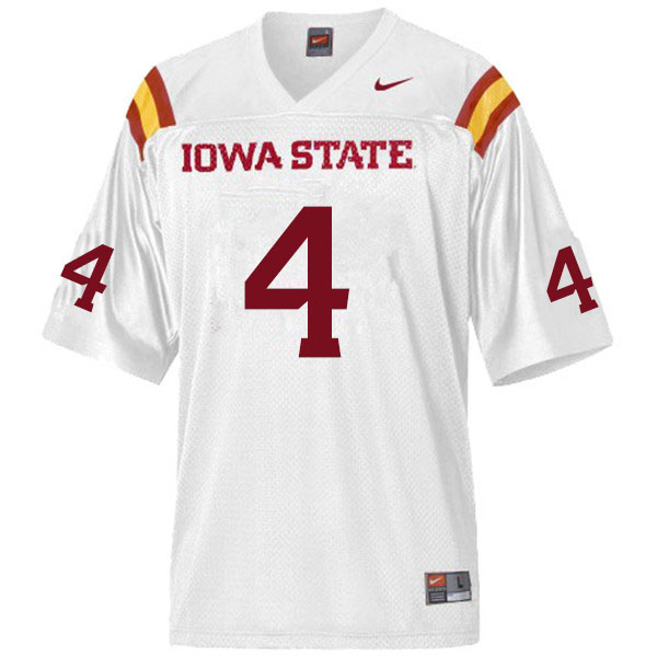 Iowa State Cyclones Men's #4 Johnnie Lang Nike NCAA Authentic White College Stitched Football Jersey LR42I85TC